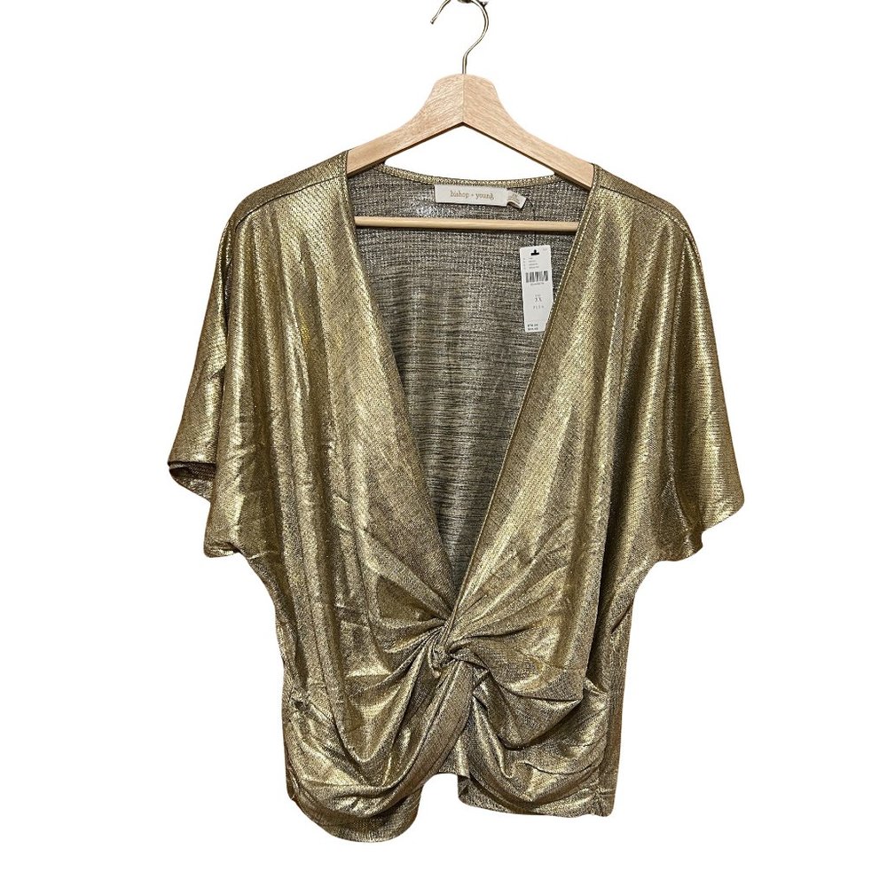 Bishop + Young Twist Front Gold Shimmer Top